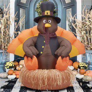 5 FT Inflatable Lighted Turkey Happy Thanksgiving Outdoor Decoration